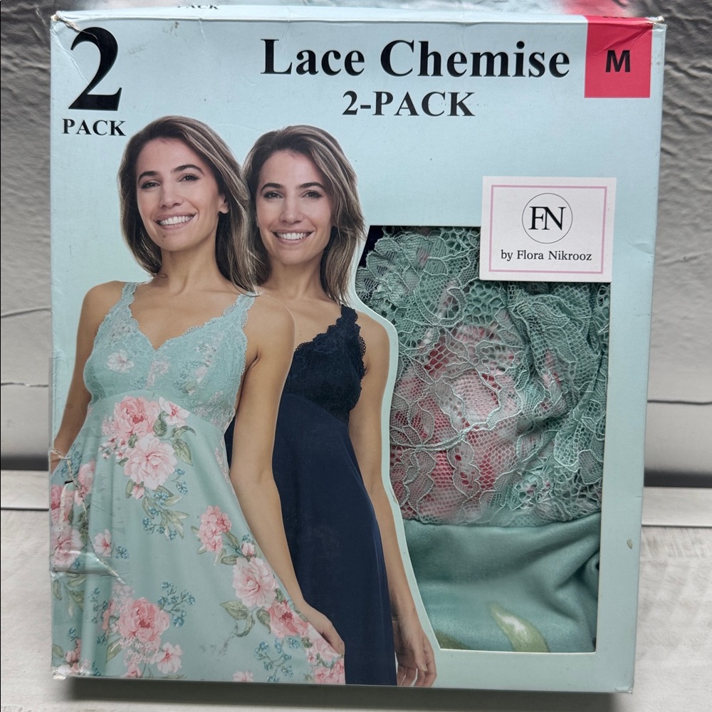 Flora nikrooz lace chemise 2 pack floral blue green